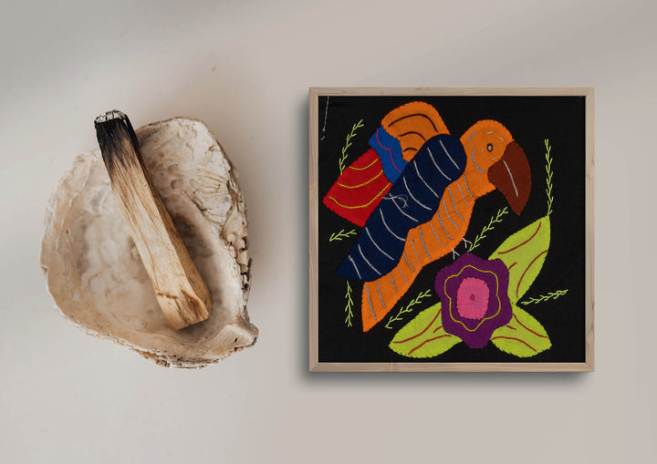 Multi-Color Parrot Bird Orange And Navy Molita