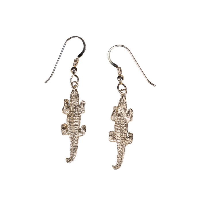 Sterling Silver Caiman Crocodile Earrings