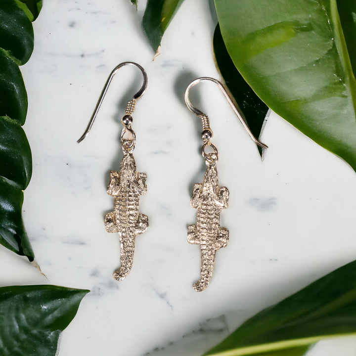 Sterling Silver Caiman Crocodile Earrings