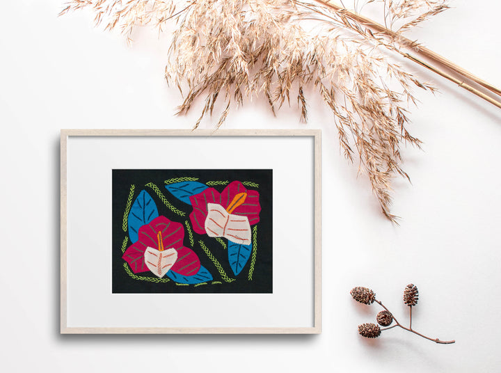 Multi-Color Floral Flower Blue And Red Molita