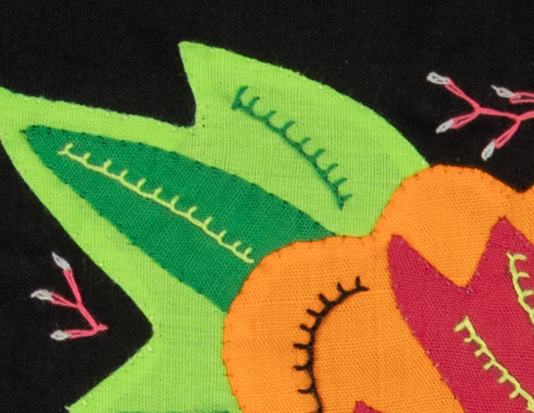 Multi-Color Floral Flower Orange And Green Molita