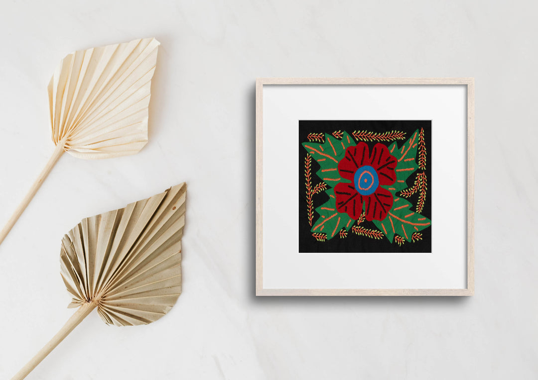 Multi-Color Floral Flower Green And Red Molita