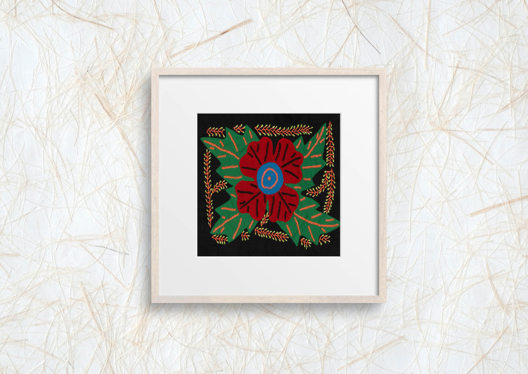 Multi-Color Floral Flower Green And Red Molita