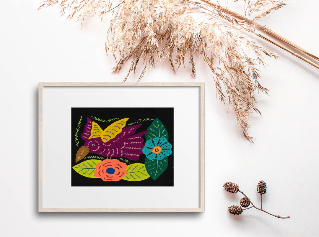 Multi-Color Hummingbird Maroon And Yellow Molita