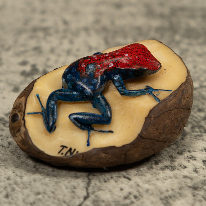 Red And Blue Frog Tagua Carving
