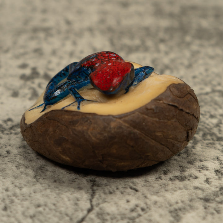 Red And Blue Frog Tagua Carving