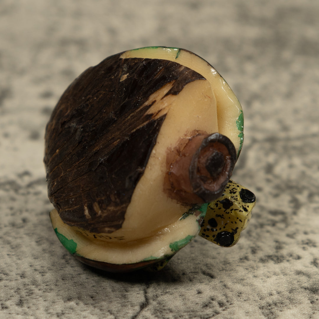 Blue And yellow Frog Tagua Carving