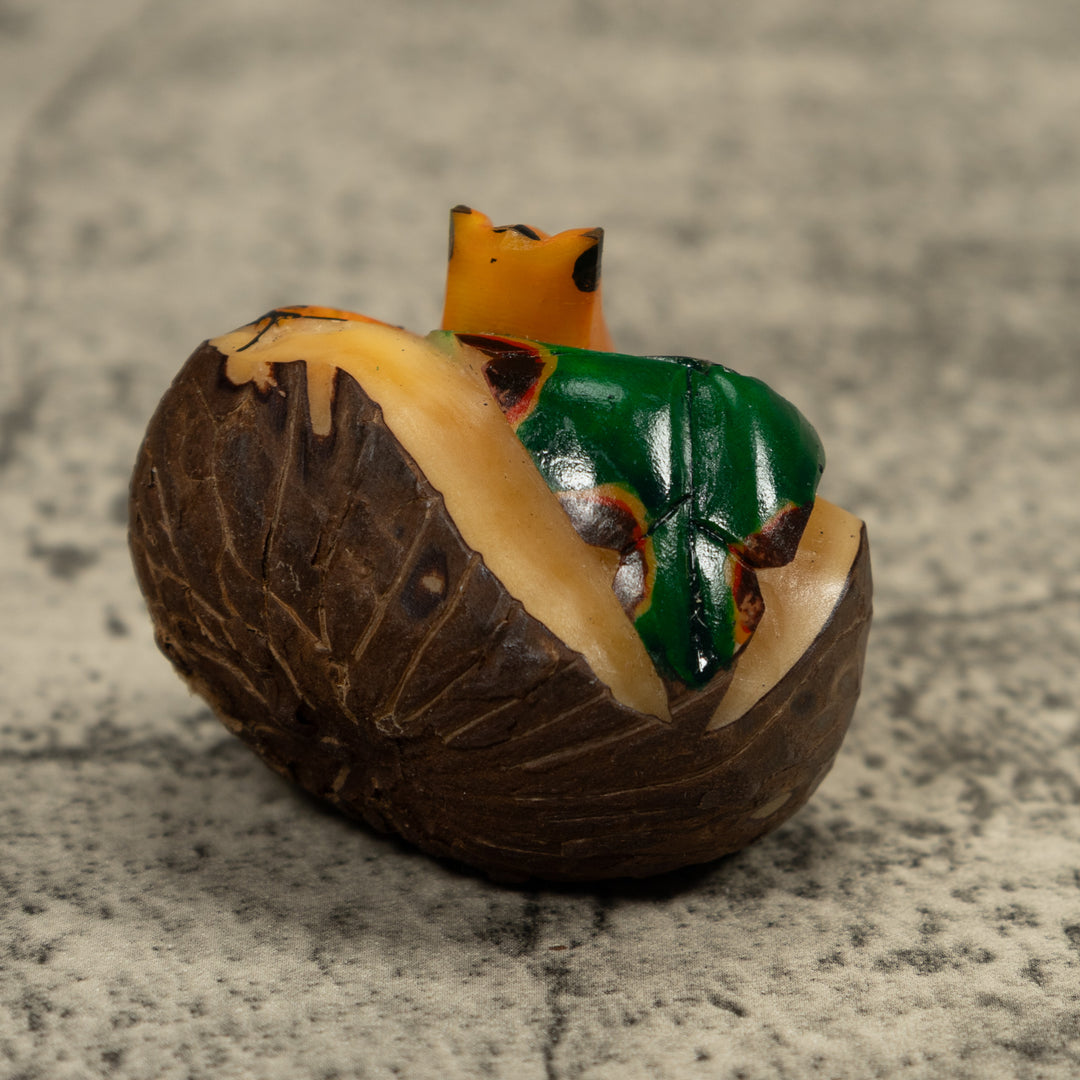 Gold And Black Frog Tagua Carving