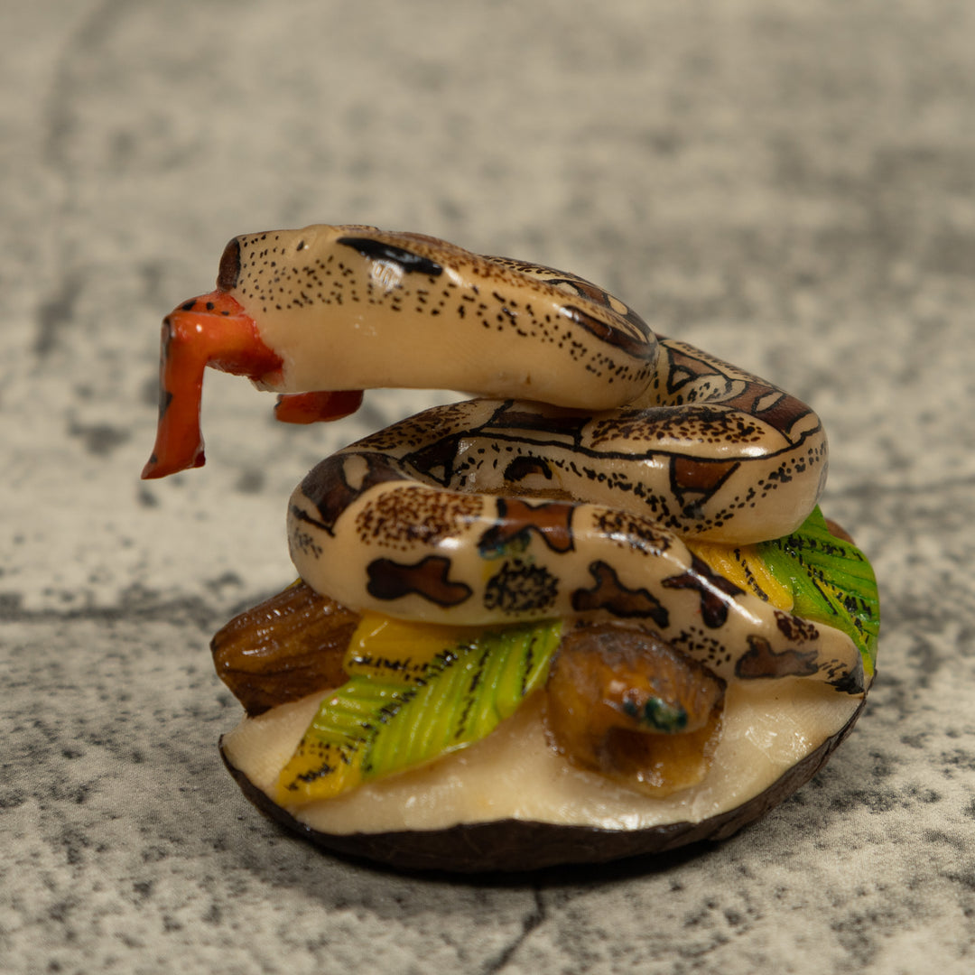 Snake Eating A Frog Tagua Carving