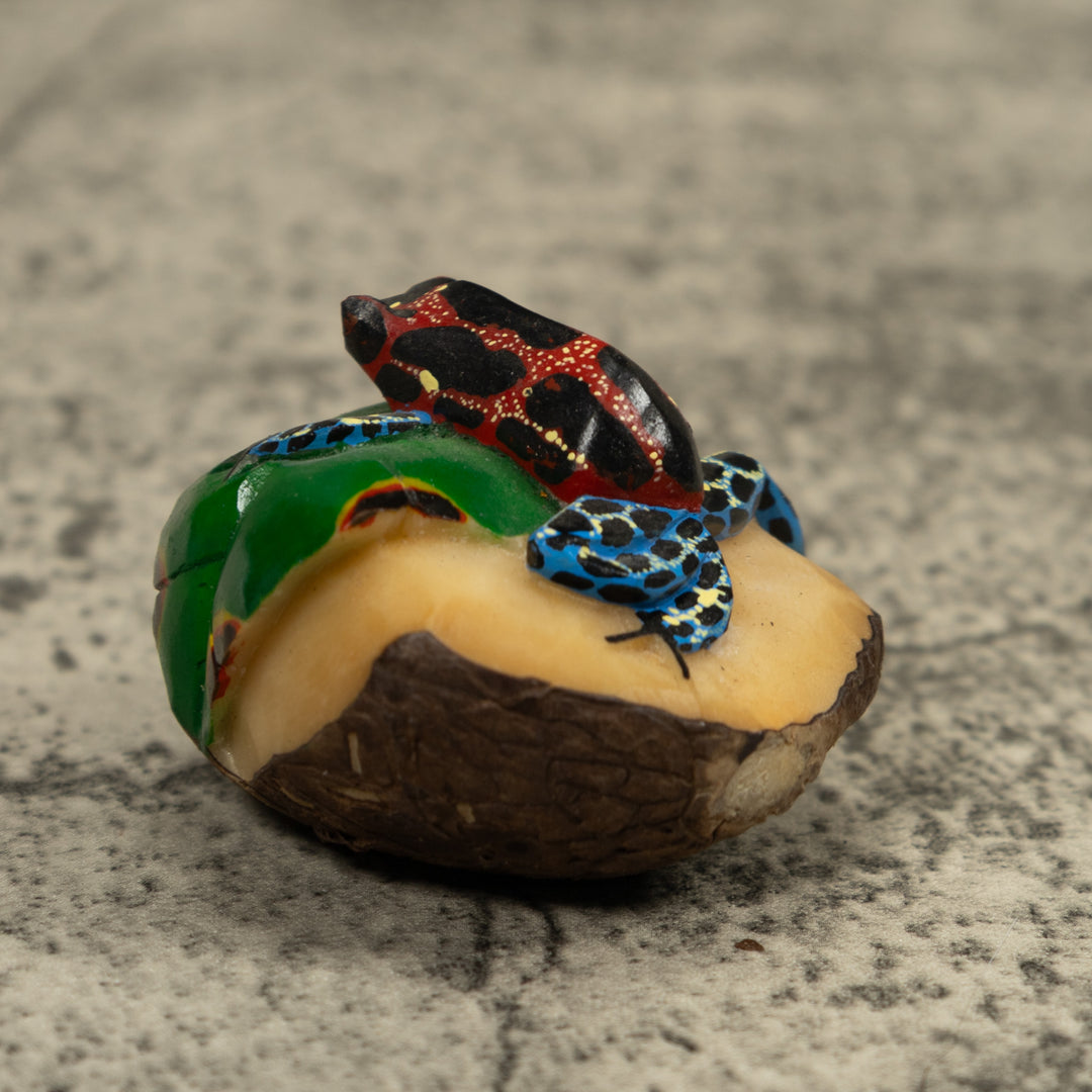 Red And Blue Frog Tagua Carving
