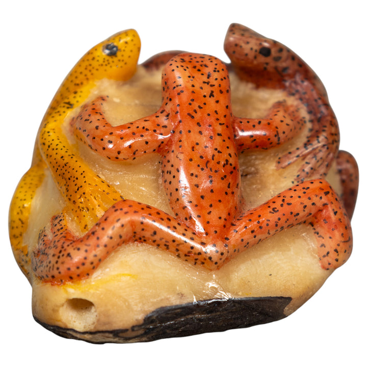 Three Poison Dart Frog Tagua Carving