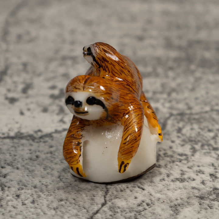 Sloth With Cub Tagua Carving