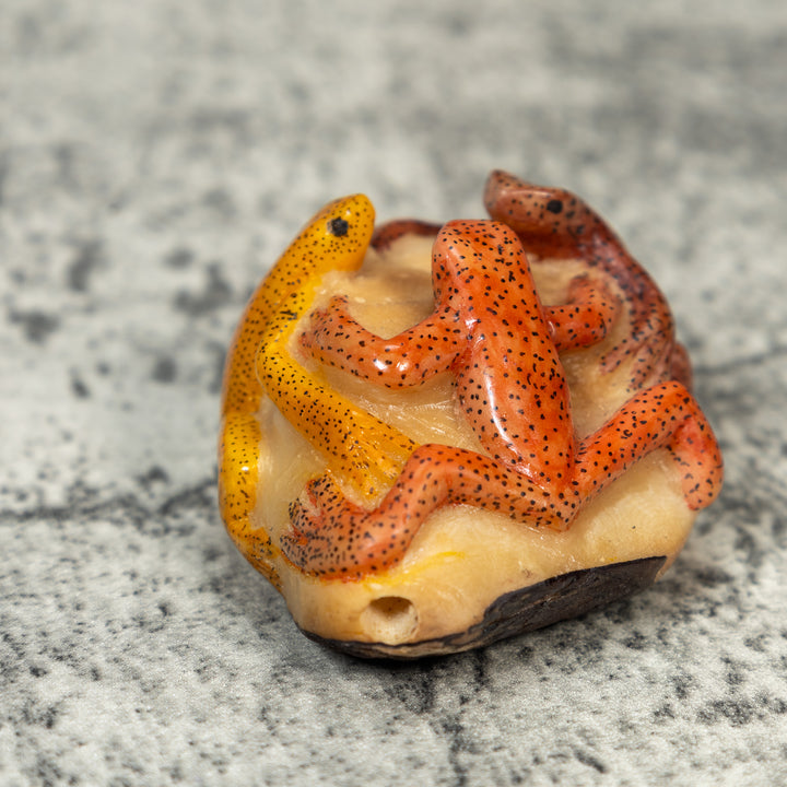 Three Poison Dart Frog Tagua Carving