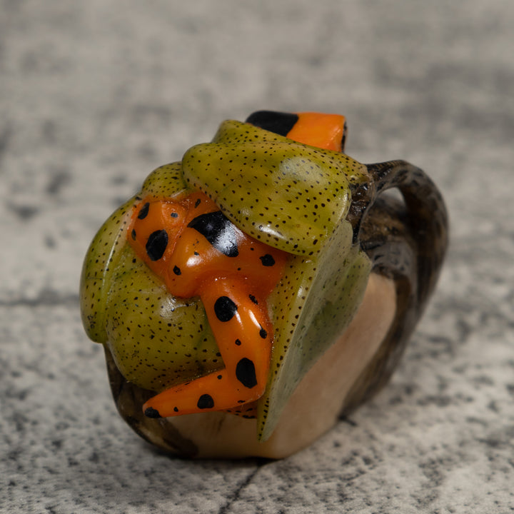 Gold And Black Poison Dart Frog Tagua Carving