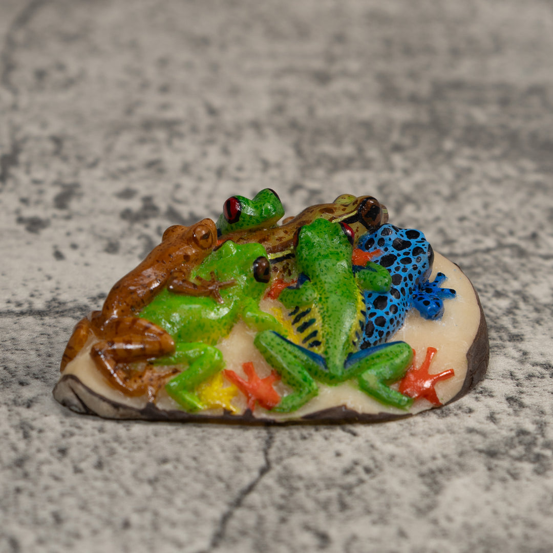Six Poison Dart Frog Tagua Carving