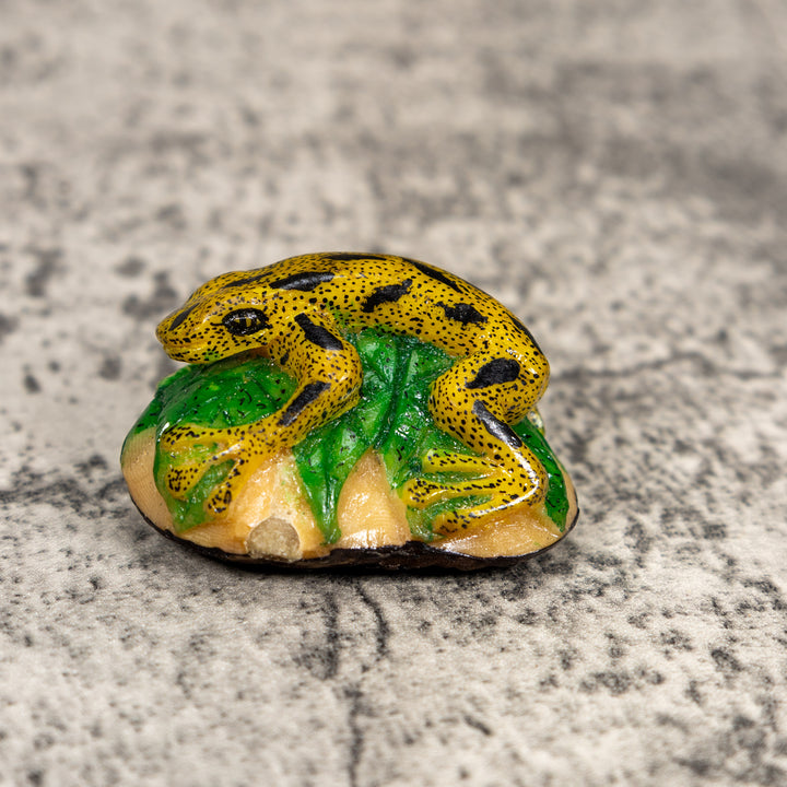 Gold Black And Green Poison Dart Frog Tagua Carving