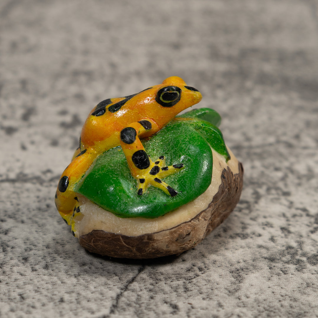 Black Gold And Green Poison Dart Frog Tagua Carving