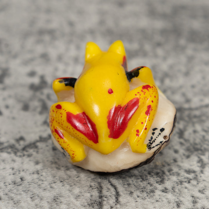 Yellow And Red Poison Dart Frog Tagua Carving