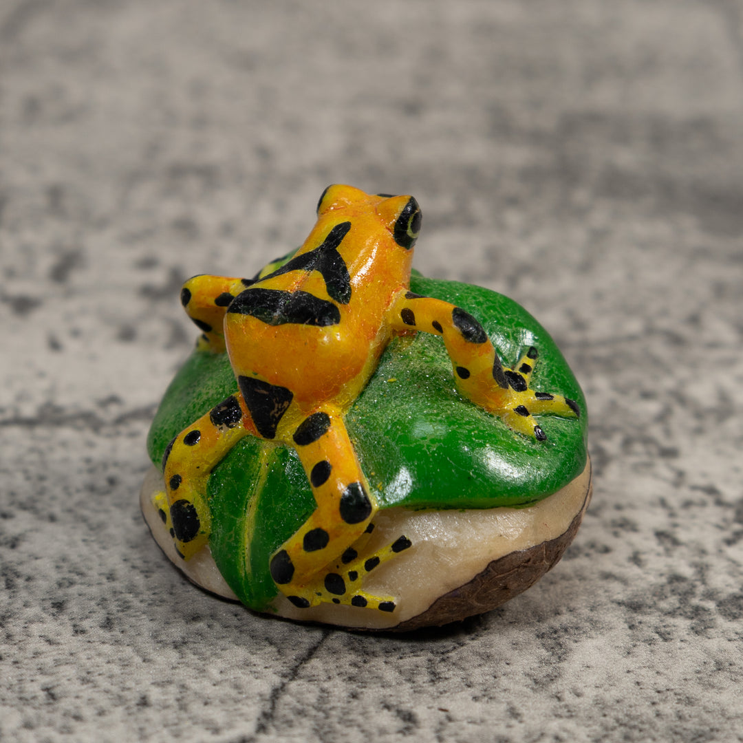 Black Gold And Green Poison Dart Frog Tagua Carving