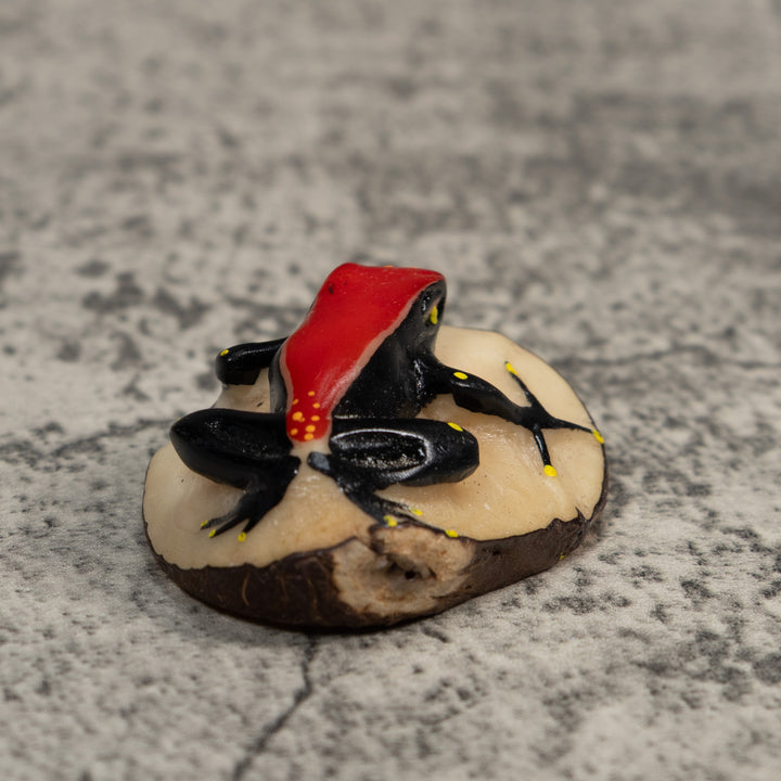 Red Yellow And Black  Poison Dart Frog Tagua Carving
