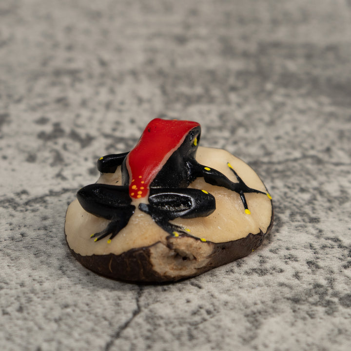 Red Yellow And Black  Poison Dart Frog Tagua Carving