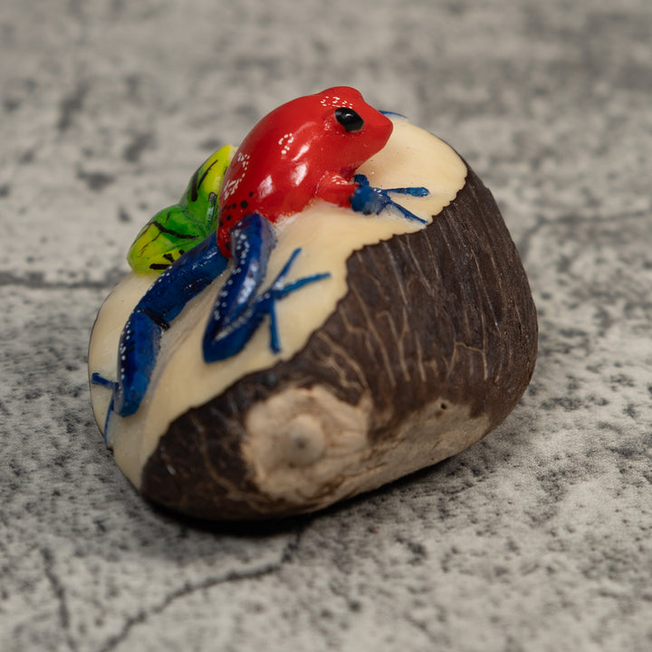 Red And Blue Poison Dart Frog Tagua Carving