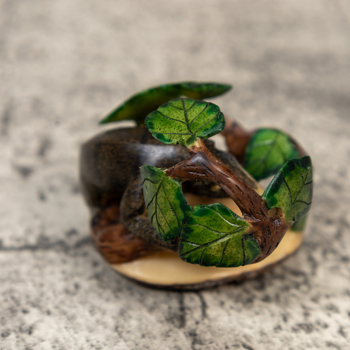 Coatimundi In Leaves Tagua Carving