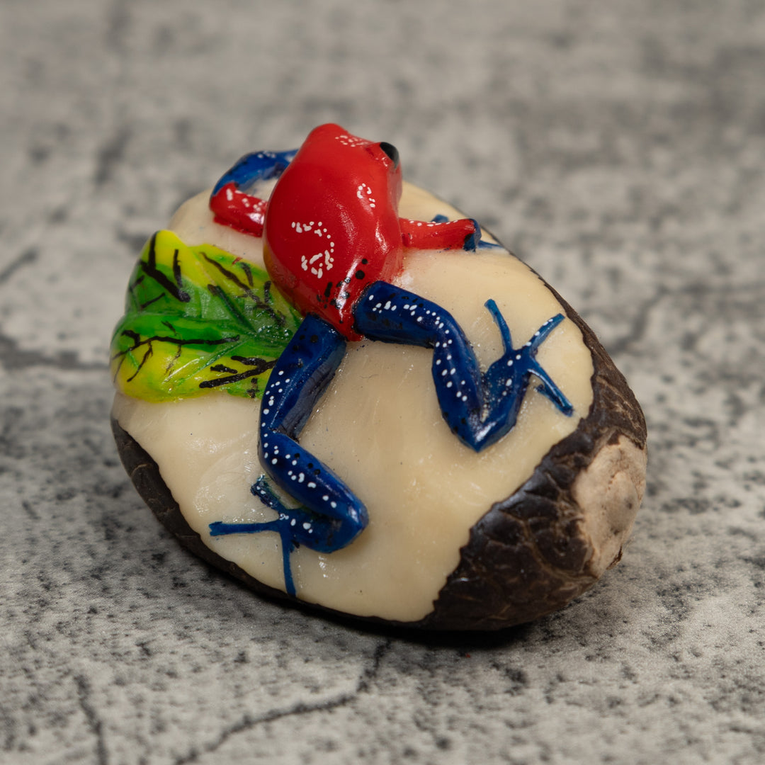 Red And Blue Poison Dart Frog Tagua Carving
