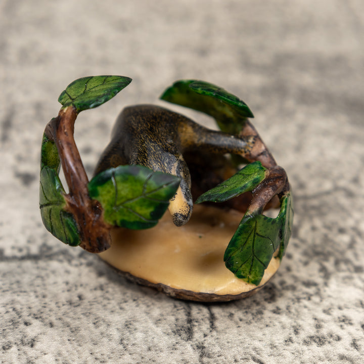 Coatimundi In Leaves Tagua Carving