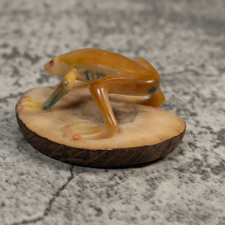 Vintage Gold Frog Tagua Carving
