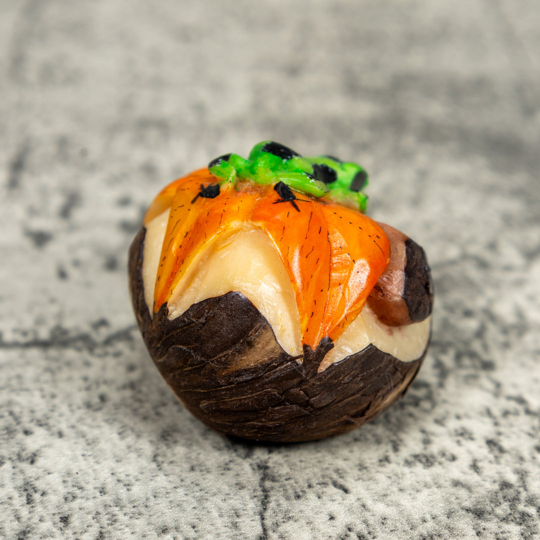 Orange Green And Black Poison Dart Frog Tagua Carving