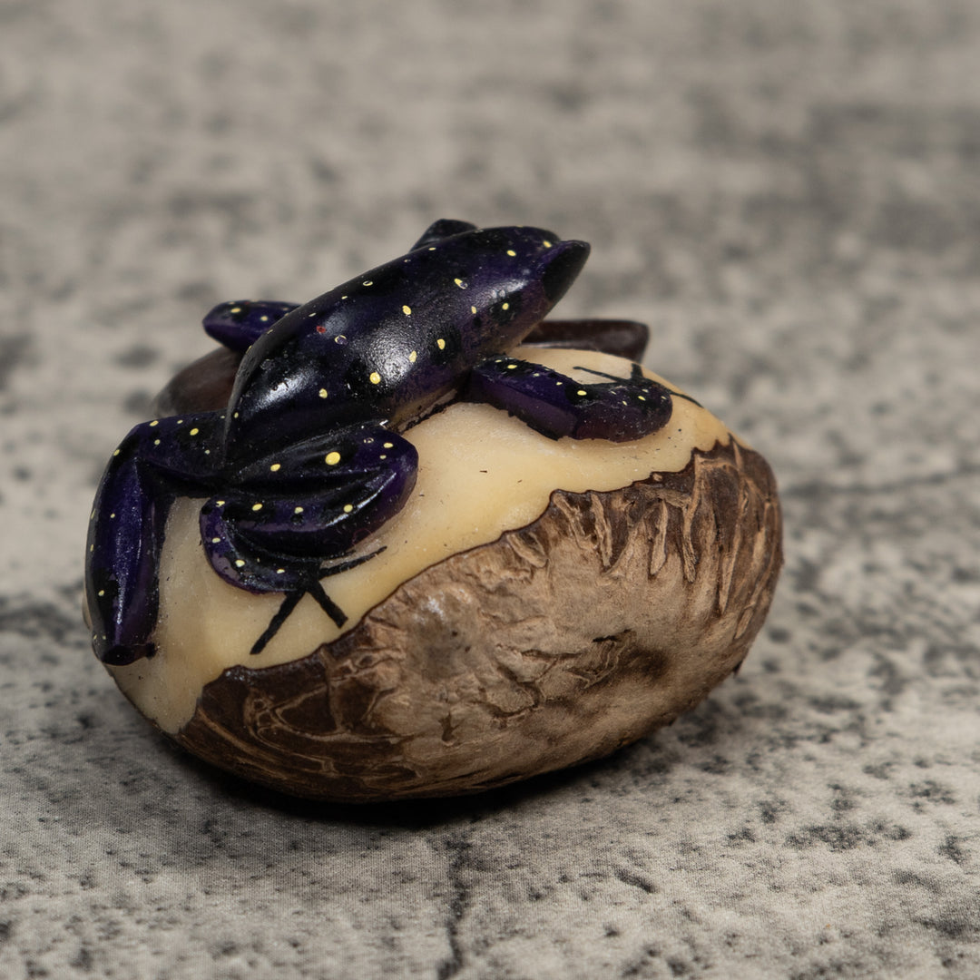 Black And Yellow Poison Dart Frog Tagua Carving