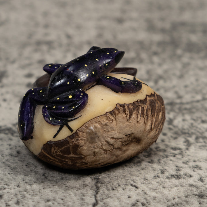 Black And Yellow Poison Dart Frog Tagua Carving