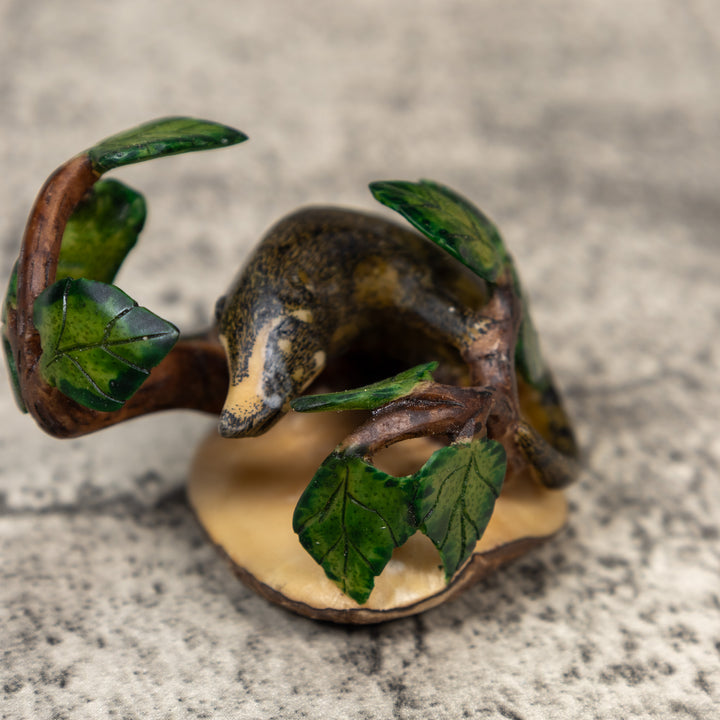 Coatimundi In Leaves Tagua Carving