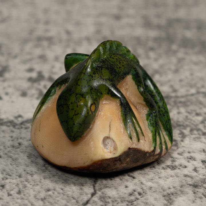 Vintage Green Iguana Lizard Tagua Carving