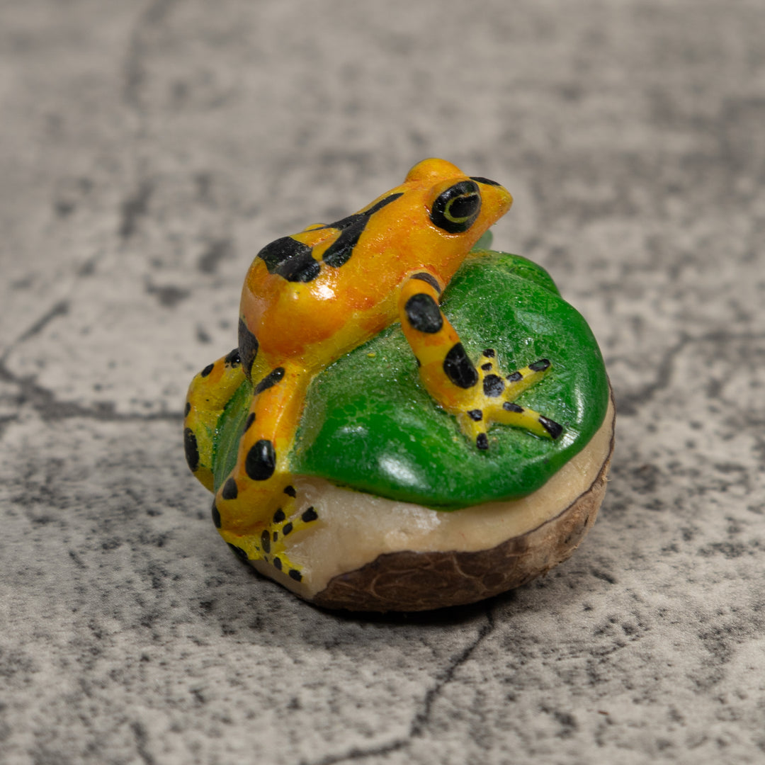 Black Gold And Green Poison Dart Frog Tagua Carving