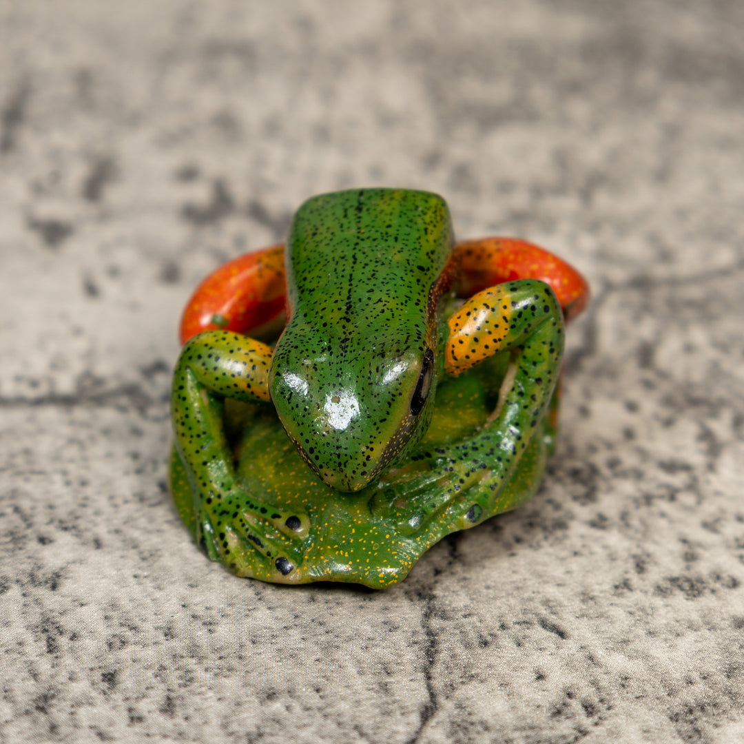 Orange Black And Green Poison Dart Frog Tagua Carving
