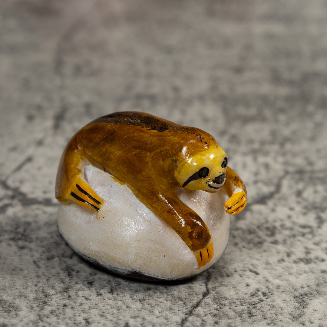 Brown Sloth Tagua Carving