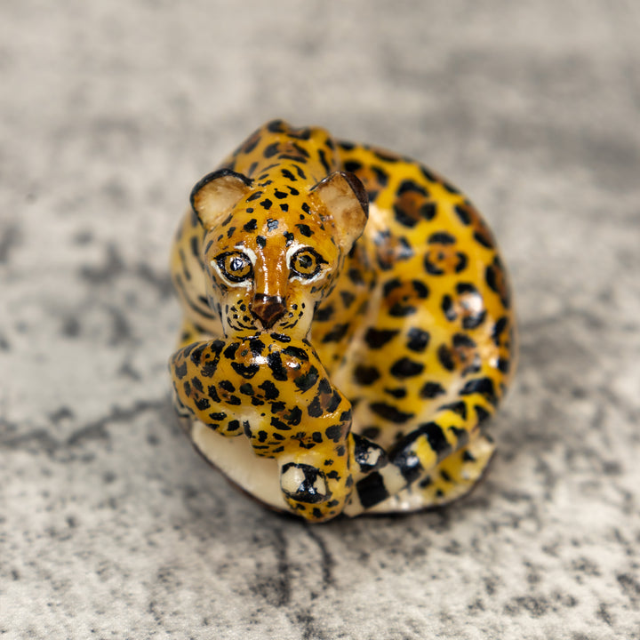 Jaguar Cat With Cub Tagua Carving