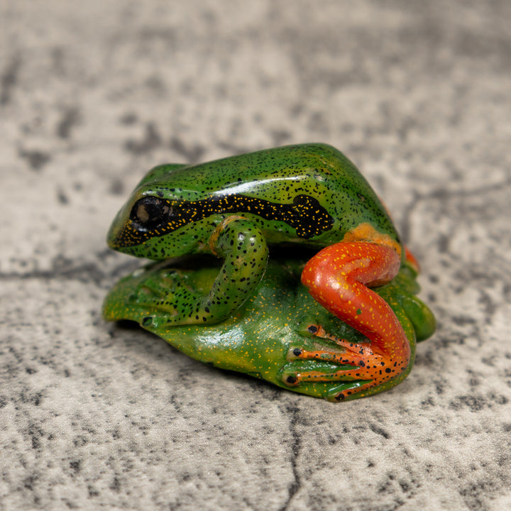 Orange Black And Green Poison Dart Frog Tagua Carving