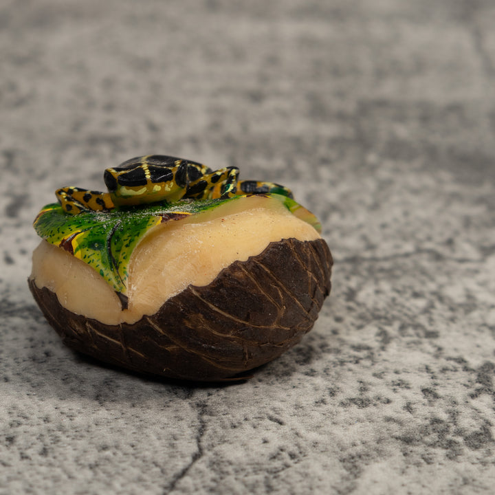 Black And Yellow Poison Dart Frog Tagua Carving