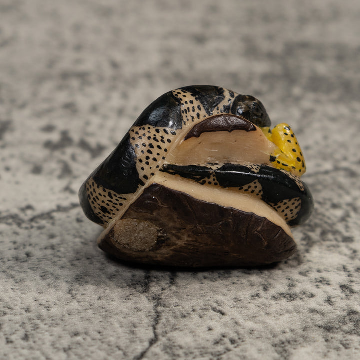 Vintage Snake Eating Frog Tagua Carving