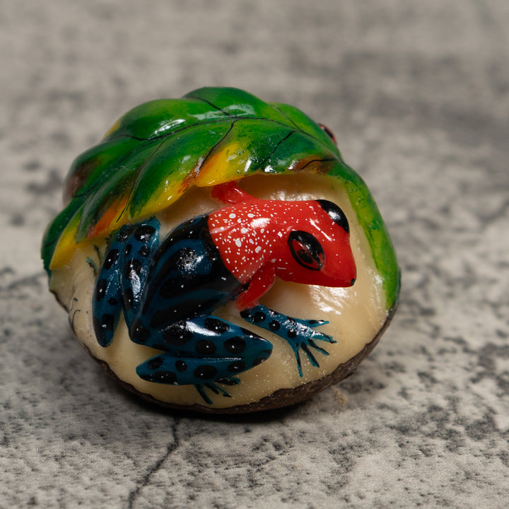 Double Red And Black Poison Dart Frog Tagua Carving