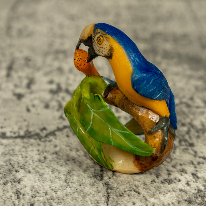 Blue And Yellow Macaw Parrot Bird Tagua Carving