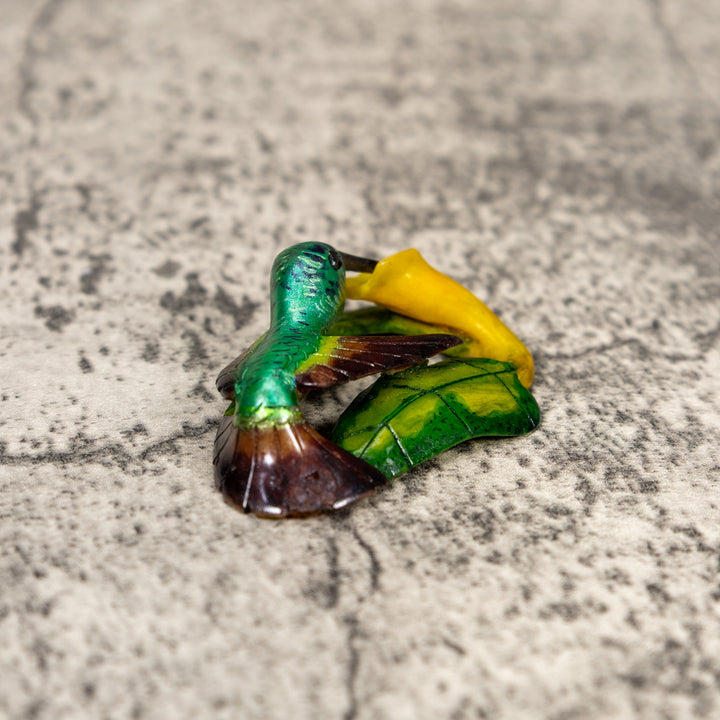 Green And Yellow Hummingbird Tagua Carving