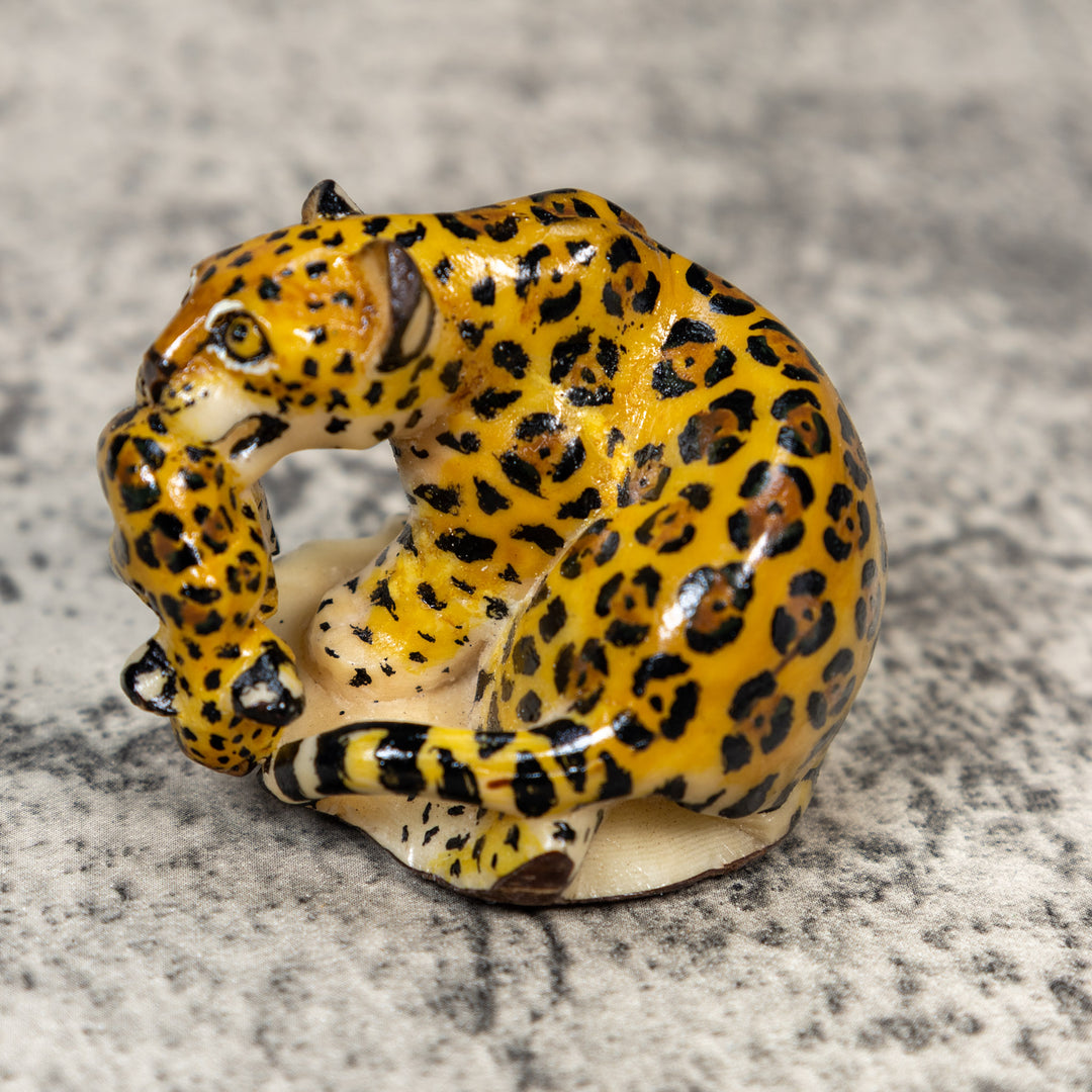 Jaguar Cat With Cub Tagua Carving