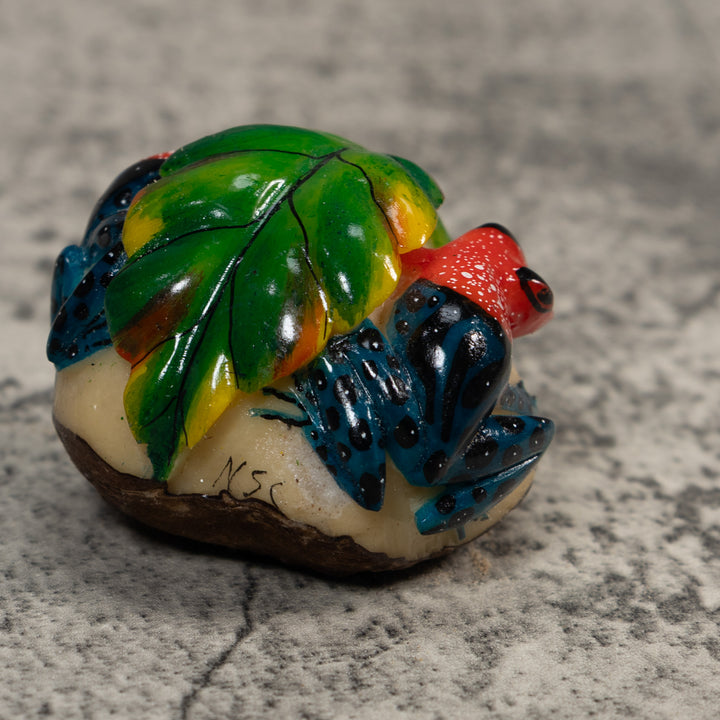 Double Red And Black Poison Dart Frog Tagua Carving