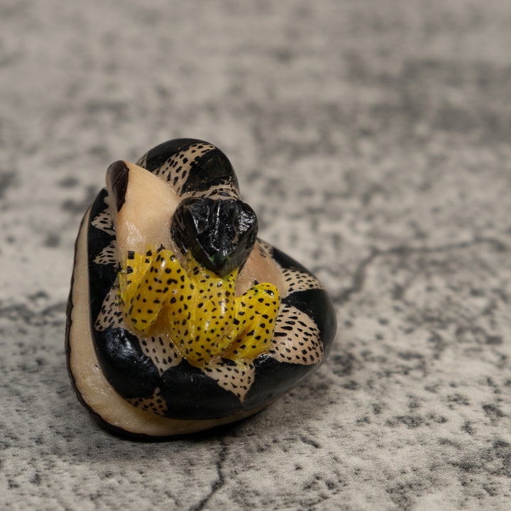 Vintage Snake Eating Frog Tagua Carving