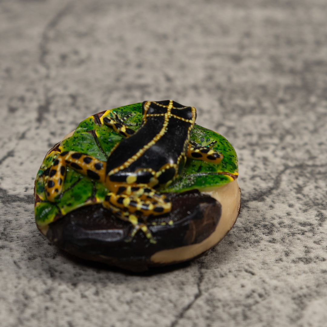 Black And Yellow Poison Dart Frog Tagua Carving
