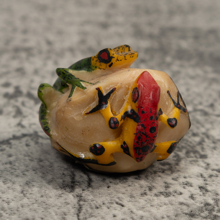 Vintage Double Poison Dart Frog Tagua Carving